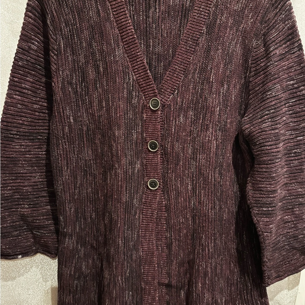 Style & Co. Burgundy Heathered Cardigan with V-Neck